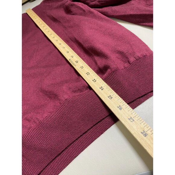 Fairway & Greene Italian Merino Wool Burgundy Quarter Zip Sweater Size Medium - Picture 7 of 16
